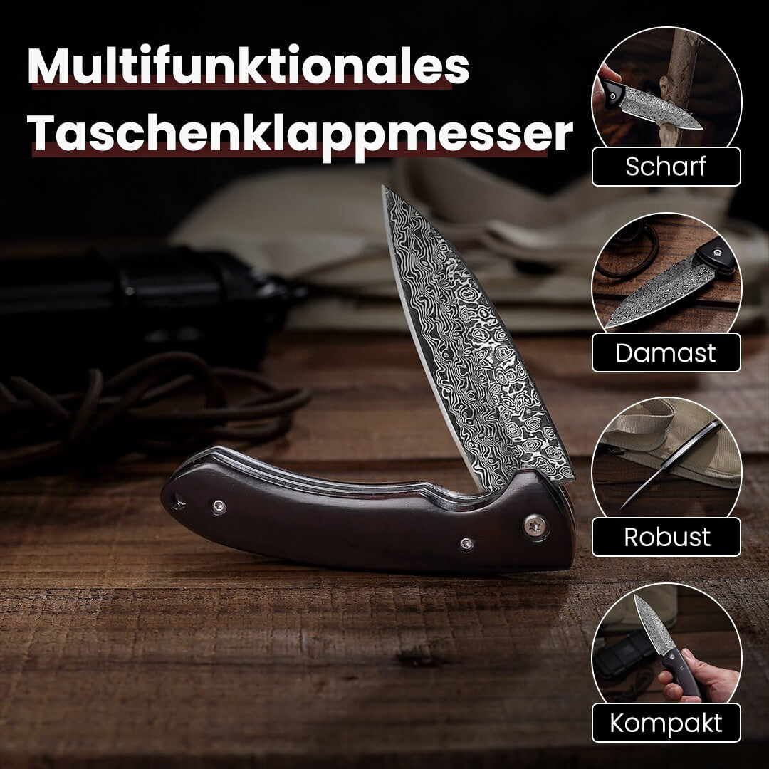 3-teiliges Premium Taschenmesser-Set aus Damaststahl