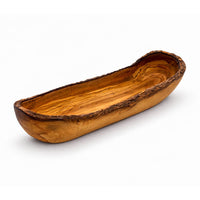 Brot- & Baguette-Schale aus Olivenholz - Rustikaler Rand (30 cm)