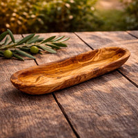 Baguette-Schale aus Olivenholz - Glatter Rand (30cm)