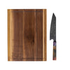 Premium Gourmet-Set: Handgeschmiedetes Damast Gyuto & Mizo Edelholz-Schneidebrett