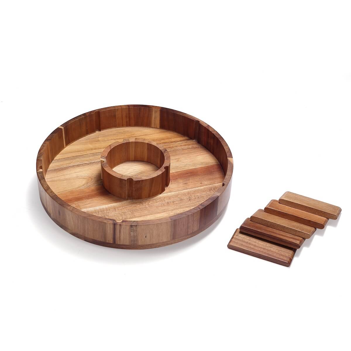 Drehbare Servierplatte aus Holz