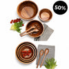 Salatschüssel Set aus Akazienholz – 3 Schüsseln inkl. Salatbesteck