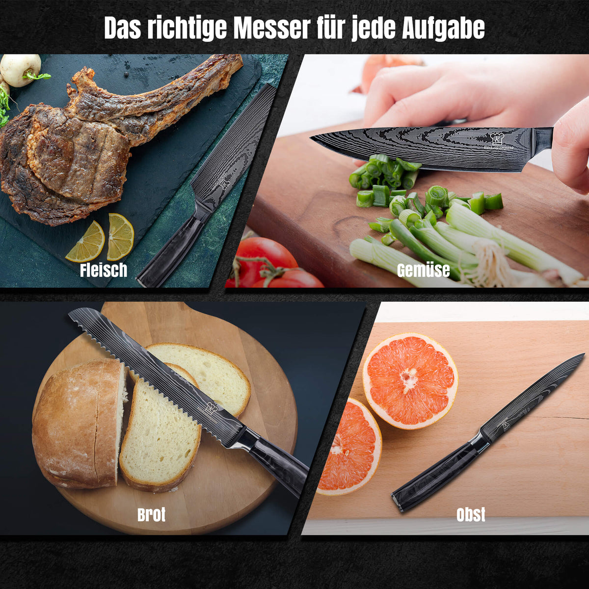 Kuro Messerset 8-teilig + Gratis Taschenmesser