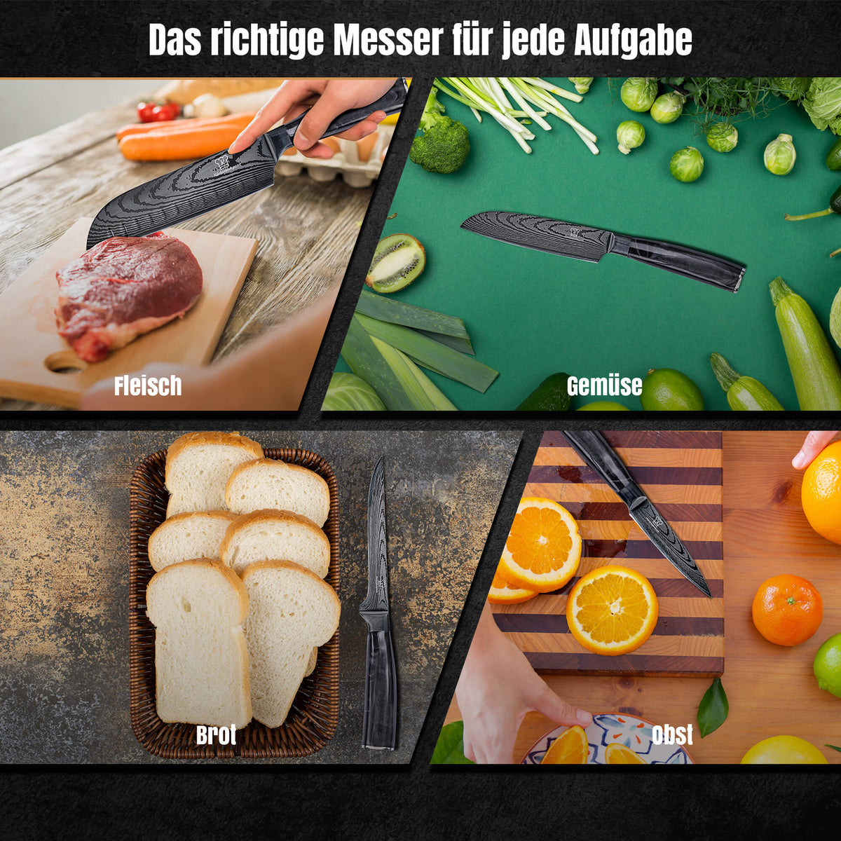 Kuro Messerset 8-teilig + Gratis Taschenmesser