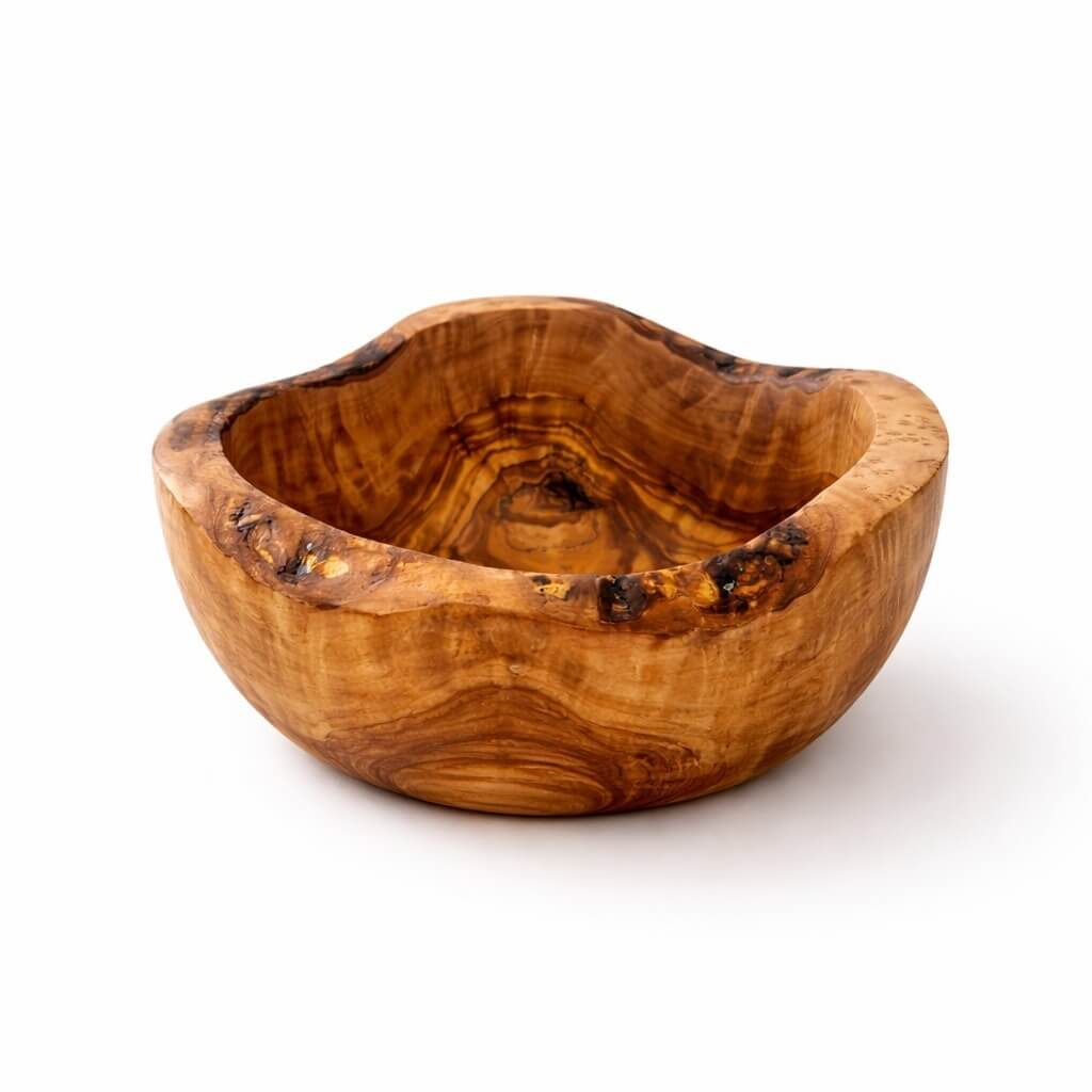 Schale aus Olivenholz - rustikalem Rand (Ø 14 cm)