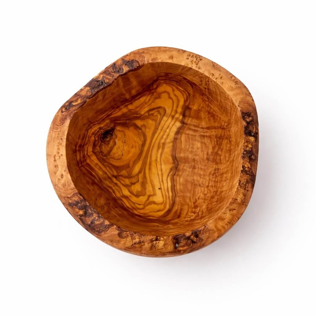 Schale aus Olivenholz - rustikalem Rand (Ø 14 cm)