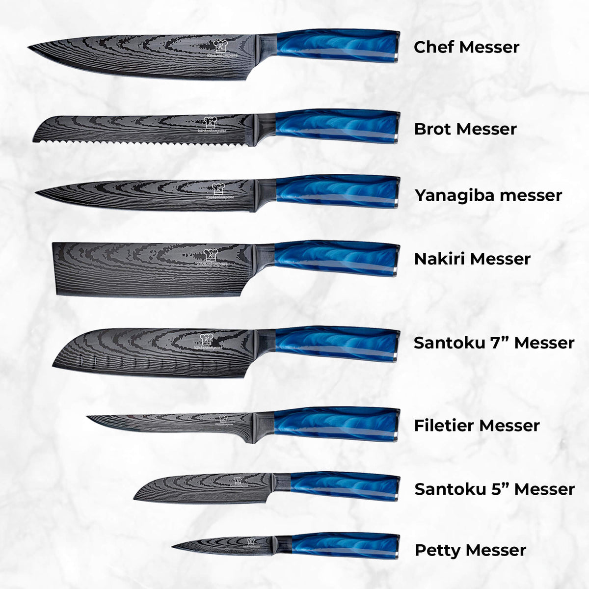 Shiburu Messerset 8-teilig + Gratis Taschenmesser