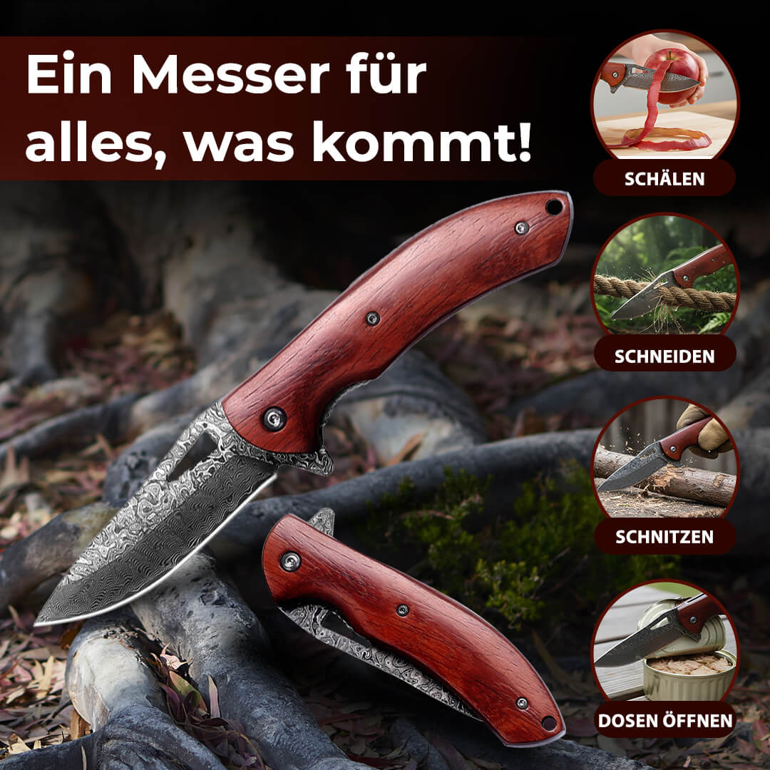 3-teiliges Premium Taschenmesser-Set aus Damaststahl