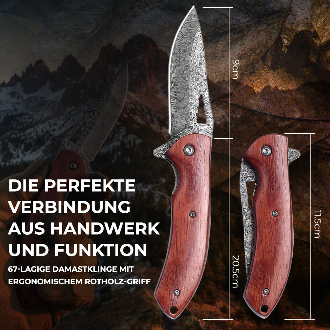 3-teiliges Premium Taschenmesser-Set aus Damaststahl