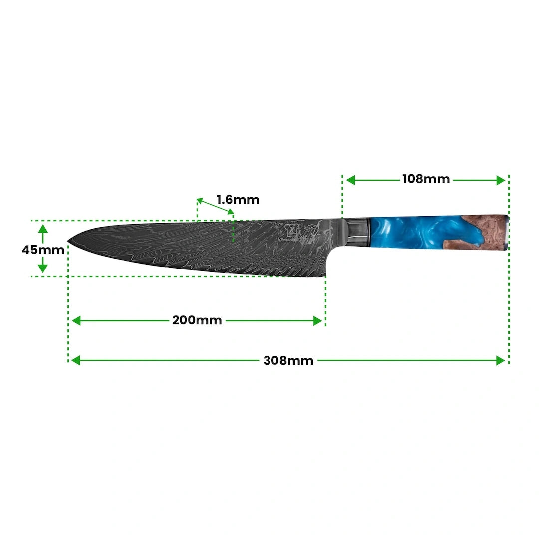 Aoki Damast Chefmesser + Gratis Taschenmesser