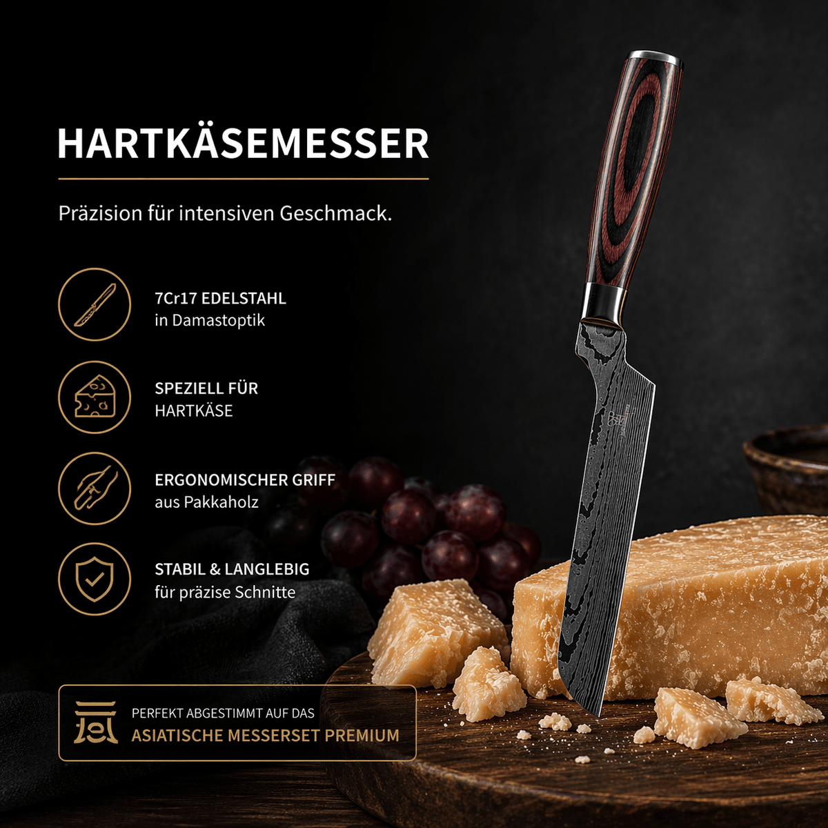 Hartkäse Messer