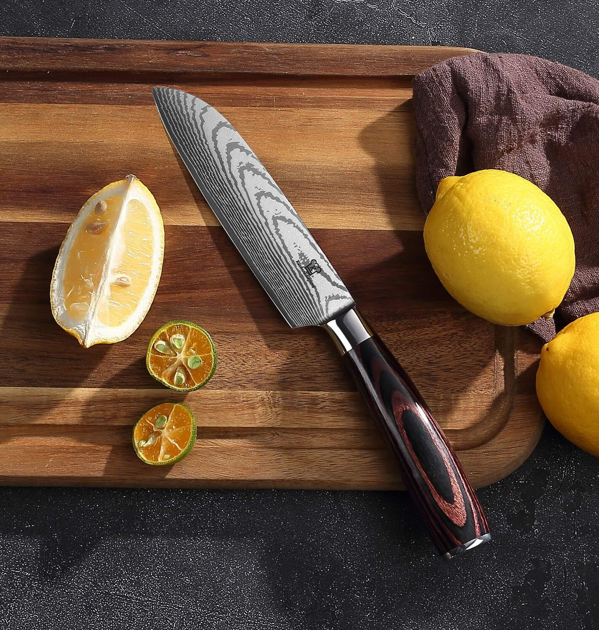 Asiatisches Santoku 5'' + Messerschärfer | E-Mail Exklusiv