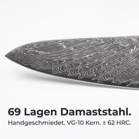 Aoki Damast Chefmesser & 2-in-1 Nass-Schleifstein