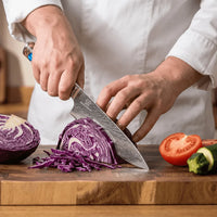 Aoki Damast Chefmesser & 2-in-1 Nass-Schleifstein