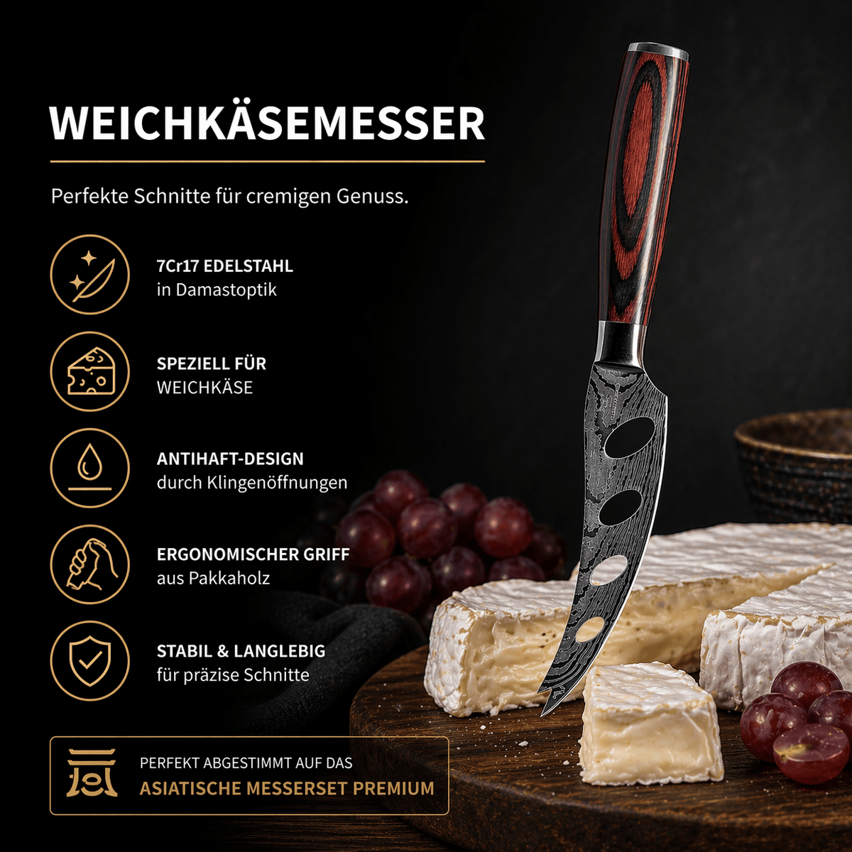 Weichkäse Messer