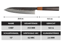 Burakku Chefmesser maße - Küchenkompane